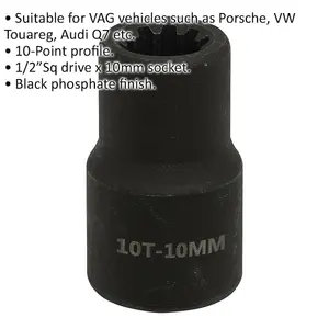 10mm Brake Caliper Socket for Vehicles - 1/2" Drive - 10-Point Design