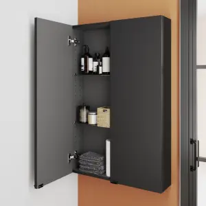 GoodHome Imandra Matt Black Double Wall cabinet (W)600mm (H)900mm