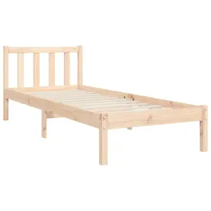 Berkfield Bed Frame with Headboard Small Single Solid Wood