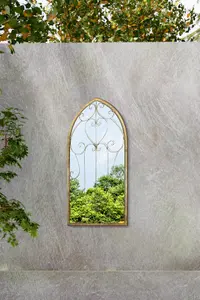 MirrorOutlet Chelsea Metal Arch shaped Decorative Window Garden Mirror 100cm X 50cm