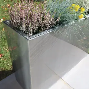 90cm Long Zinc Galvanised Brushed Silver 60cm Tall Trough Planter