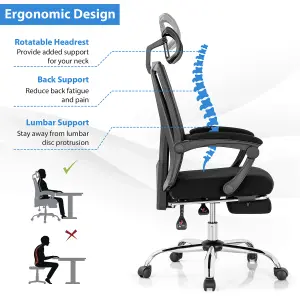 Costway Ergonomic Executive Office Chair High Back Reclining Chair Retractable Footrest