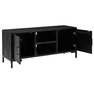 Berkfield TV Cabinet Black 110x35x48 cm Solid Pinewood