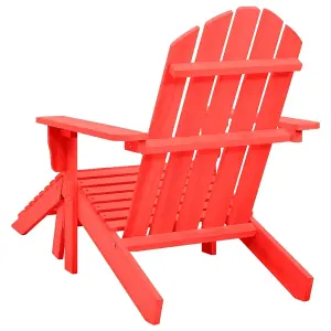 Berkfield Garden Adirondack Chair with Ottoman Solid Fir Wood Red