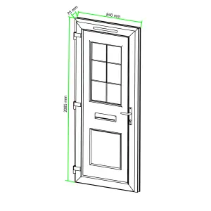 Fortia Mindil Clear Glazed White RH External Front Door set, (H)2085mm (W)840mm