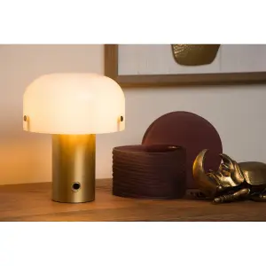 Lucide Timon Cottage Table Lamp - 1xE14 - 3 StepDim - Matt Gold, Brass