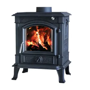 SunDaze 8KW Woodburning Stove Cast Iron Log Burner Fireplace Eco Design Dafra Approved Black