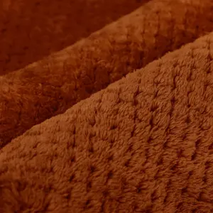 Dreamscene Luxury Large Waffle Honeycomb Mink Warm Throw, Rust - 200 x 240cm