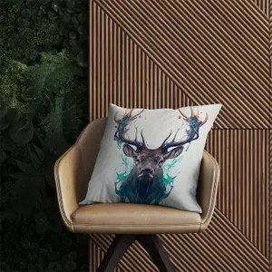 Stag Face Splashart Outdoor Cushion 45cm x 45cm