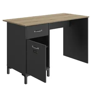 Diagone Oak & Black Finish Desk