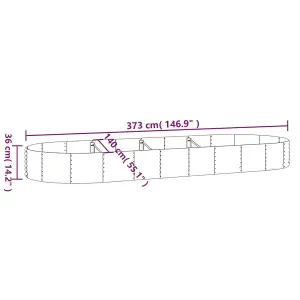 Berkfield Garden Planter Powder-coated Steel 373x140x36 cm Silver