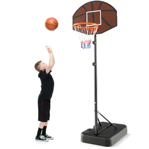 Costway Height Adjustable Basketball Hoop Kids Portable Basketball Goal System