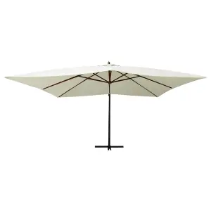 Berkfield Cantilever Umbrella with Wooden Pole 400x300 cm Sand White