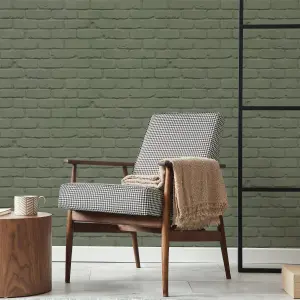 Fine Decor FD43603 Painted Brick Wallpaper, Sage