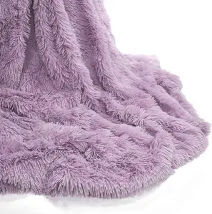 Teddy Fur Throw Blanket With Reversible Plain Sherpa Teddy Fleece Luxury Fluffy Fur Throw Blanket