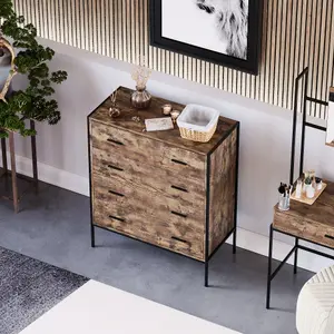 Vida Designs Brooklyn Dark Wood 4 Drawer Chest (H)990mm (W)830mm (D)400mm