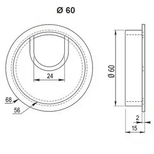 Metal desk cable grommet - 60 mm - chrome