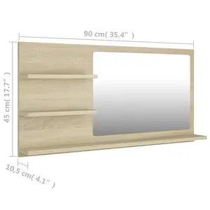 Berkfield Bathroom Mirror Sonoma Oak 90x10.5x45 cm Engineered Wood