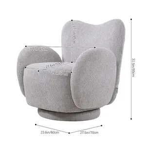 Grey Chenille Upholstered Swivel Accent Sofa Chair Armchair