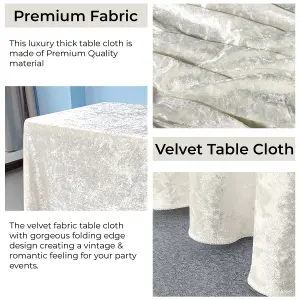 Diamond Velvet Rectangle Tablecloth, Ivory , 70 Inch x 144 Inch