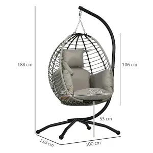 Single Rattan Hanging Egg Chair with Seat Cushion