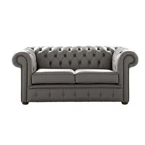 Chesterfield 2 Seater Shelly Silver Birch Leather Sofa Settee Bespoke In Classic Style