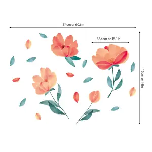 Walplus Watercolour Peach Flowers Wall Stickers Mural Decal