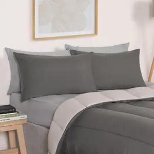 Coverless 10.5 Tog Duvet & Pillowcase, Grey/Silver - Double