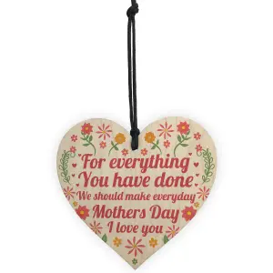 Red Ocean Mum Mothers Day I Love You Handmade Wooden Hanging Heart Sign Mum Gift From Daughter Son Keepsake