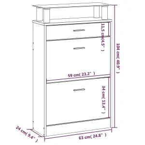 Berkfield Shoe Cabinet High Gloss White 63x24x104 cm Engineered Wood