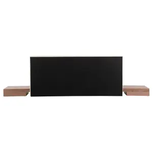 EU King Size Faux Leather Headboard Bed with LED Brown ZEN