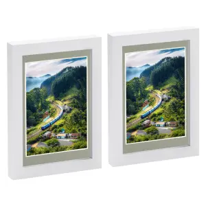 Nicola Spring Photo Frame with 4" x 6" Mount - 5" x 7" - Grey Mount - Pack of 2