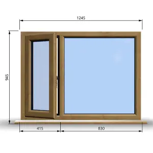 1245mm (W) x 945mm (H) Wooden Stormproof Window - 1/3 Left Opening Window - Toughened Safety Glass