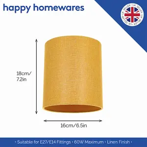 Contemporary and Sleek Ochre Linen Fabric 6 Cylindrical Lamp Shade 60w Maximum