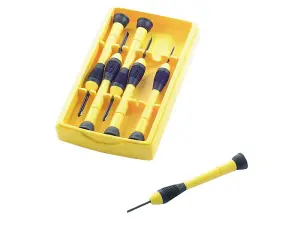 Stanley Tools Precision Screwdriver Set of 6 with Cushion Grip and Storage Case