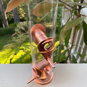 Copper Style Hanging Bird Seed Feeder with 4 Feeding Ports