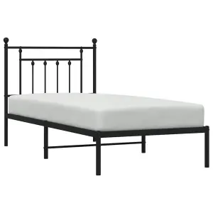 Berkfield Metal Bed Frame with Headboard Black 90x200 cm