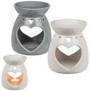 New Set Of 4 Love Heart Oil Fragrance Burner Granules Wax Melts Ceramic