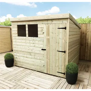 7 x 6 Garden Shed Pressure Treated T&G PENT Wooden Garden Shed - 2 Windows + Single Door (7' x 6' / 7ft x 6ft) (7x6)