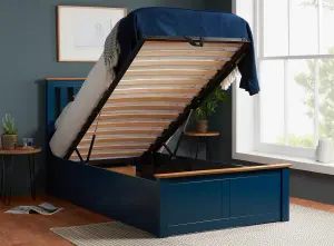 Single Navy Blue Ottomam Bed 3FT Storage Bed Frame Birlea Phoenix