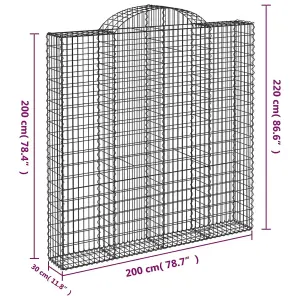 Berkfield Arched Gabion Baskets 6 pcs 200x30x200/220 cm Galvanised Iron