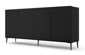 Modern Diune Large TV Cabinet in Black Matt and Black Legs 1930mm