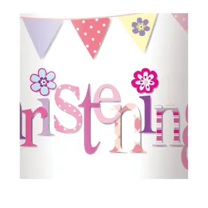 Unique Party Paper Bunting Christening 270ml Disposable Cup Pink (One Size)