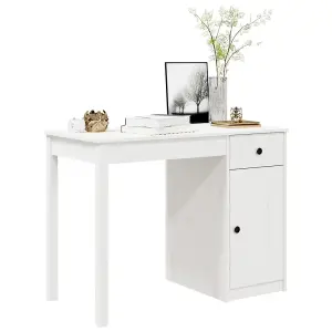 Berkfield Desk White 100x50x75 cm Solid Wood Pine