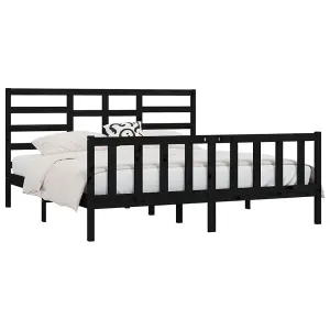 Berkfield Bed Frame Black Solid Wood Pine 200x200 cm