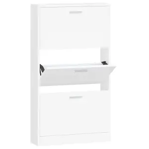 Berkfield Shoe Cabinet White 59x17x108 cm Engineered Wood