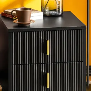 Aldea 2 Drawer Bedside Table Black