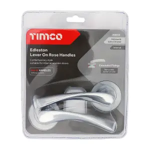 Timco - Edleston Lever On Rose Handles - Polished & Satin Chrome (Size 51mm - 2 Pieces)