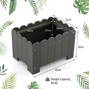 Costway 2 Pack Rectangular Planter Box HDPE Flower Pot Raised Garden Bed for Vegetables