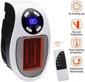 500W Mini Plug-In Wall Heater With Digital Timer